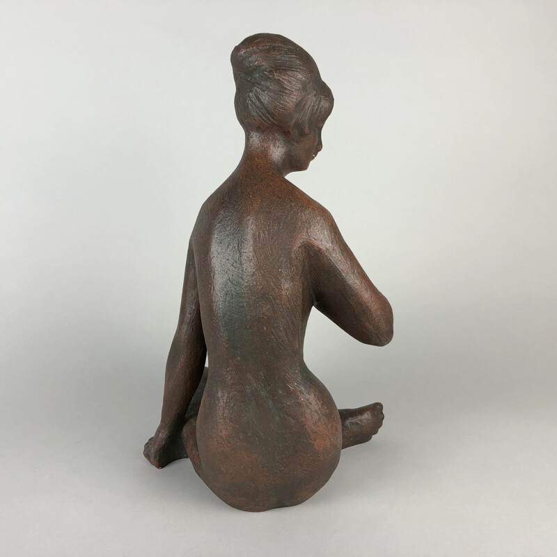 Sculpture de femme nue vintage par Bohumil Kokrda pour Jihokera Bechyně, Tchécoslovaquie 1967