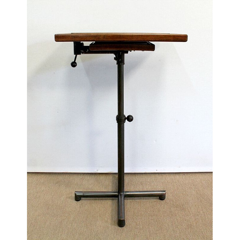 Vintage walnut reading table by G. Caruelle for Embru, 1950 
