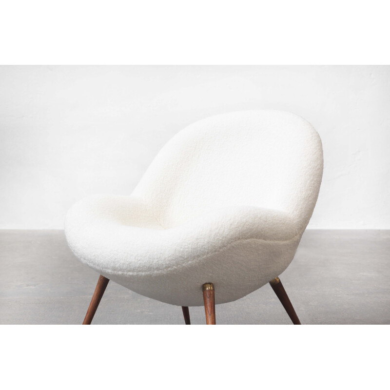 Pair of vintage armchairs in white cream by Fritz Neth for Correcta, Germany 1955