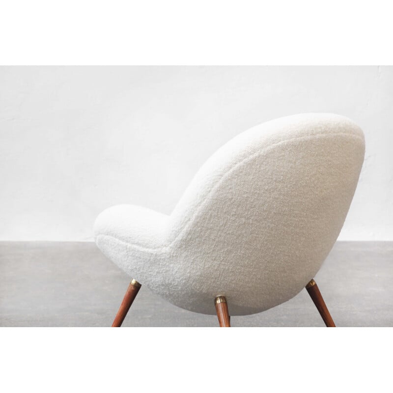 Pair of vintage armchairs in white cream by Fritz Neth for Correcta, Germany 1955