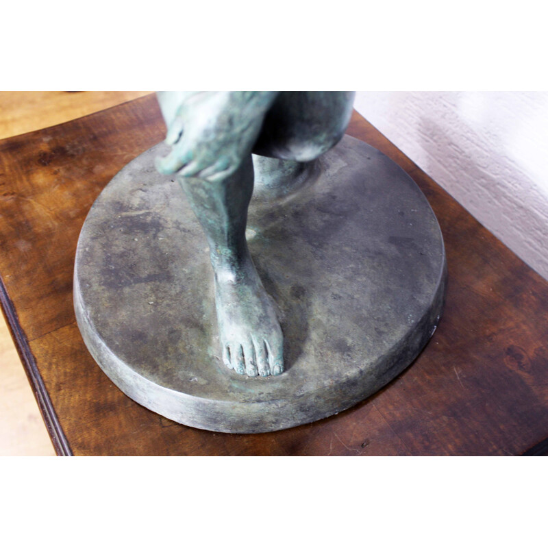 Estatua de bronce vintage del Discóbolo de Myron, 1950-1960