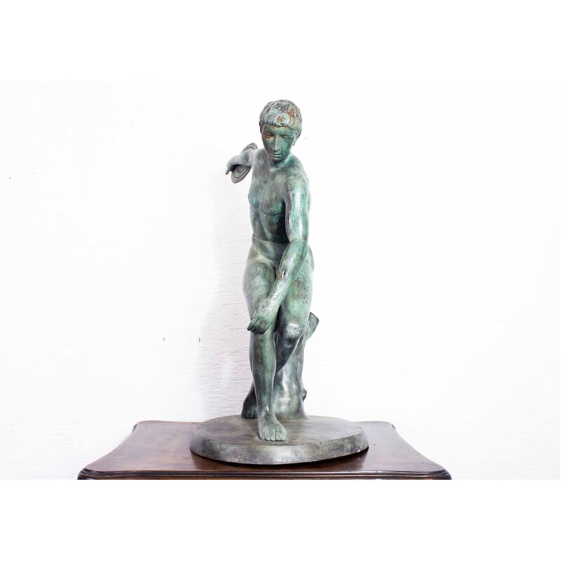 Estátua Vintage de bronze de Discobolus de Myron, 1950-1960