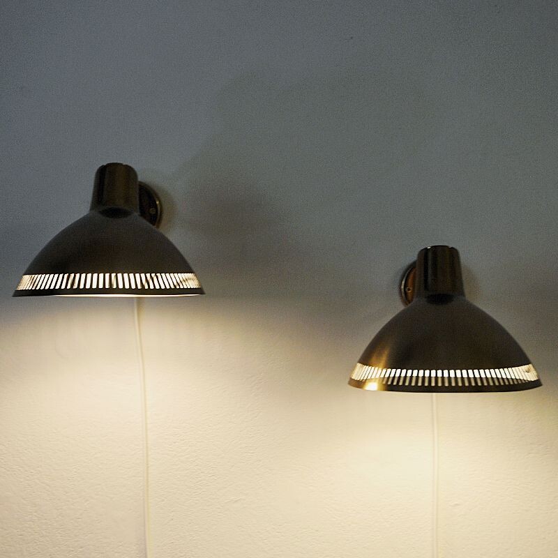 Pair of vintage brass wall lamps by Hans Bergström for Atelje Lyktan, Sweden 1960s