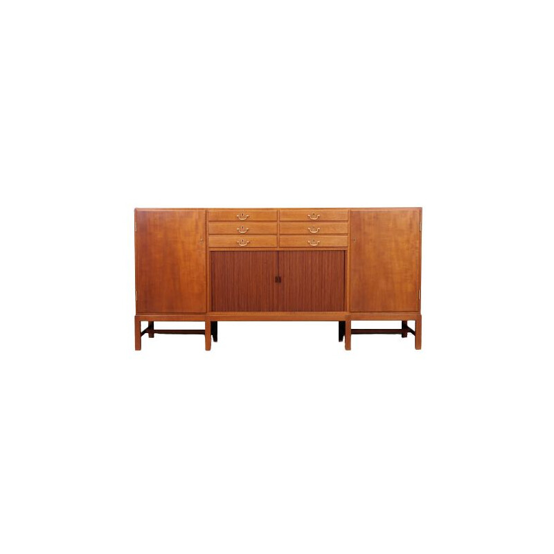 Walnut vintage highboard by Ole Wanscher, Denmark 1960s