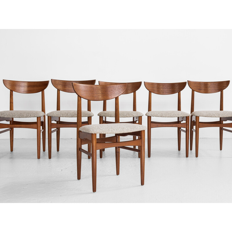 Ensemble de 6 chaises danoises vintage en teck par Dyrlund, 1960