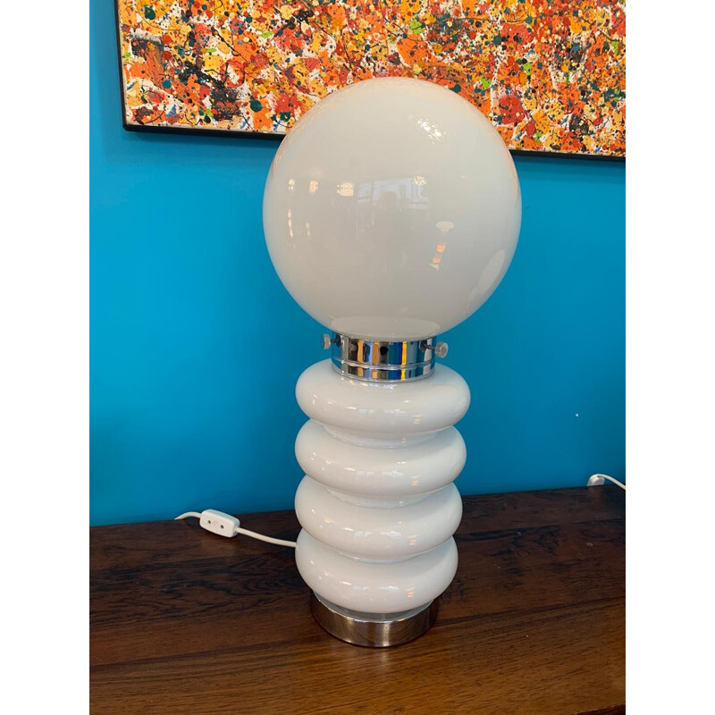 Vintage white table lamp by Carlo Nason