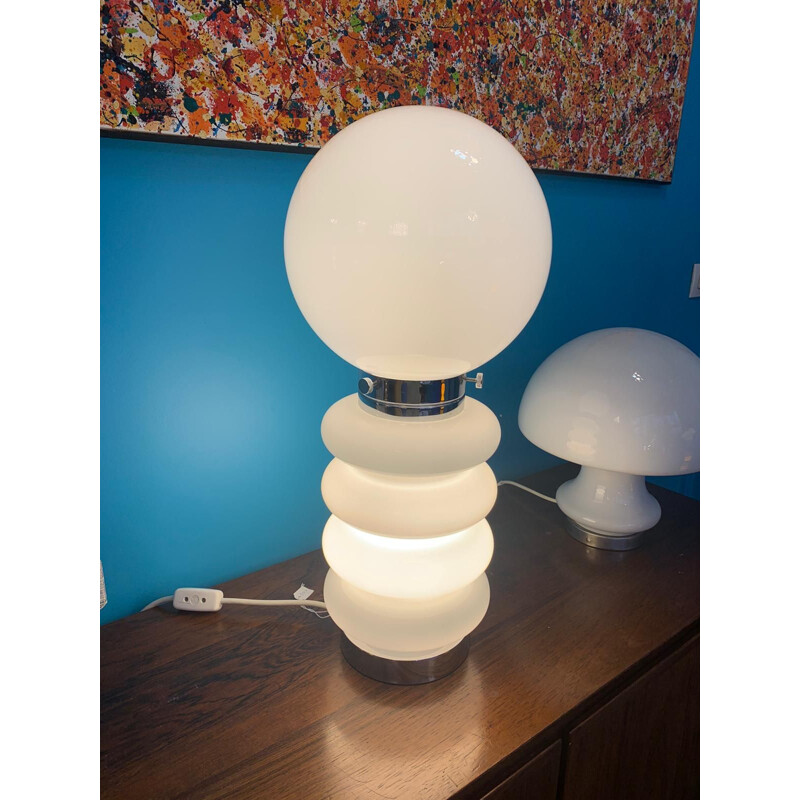 Vintage white table lamp by Carlo Nason