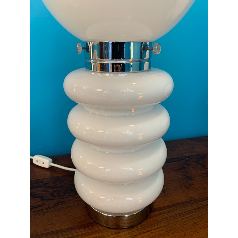 Vintage white table lamp by Carlo Nason