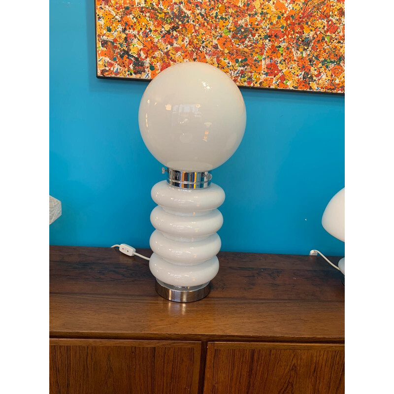 Vintage white table lamp by Carlo Nason