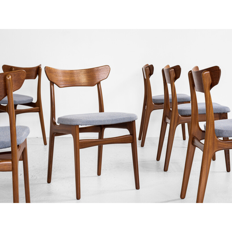 Set of 6 mid century Danish chairs in teak by Schiønning & Elgaard, 1960s