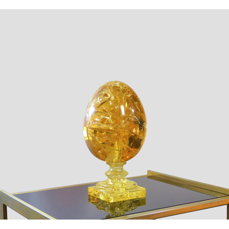 Vintage egg in fractal resin by Pierre Giraudon, 1970