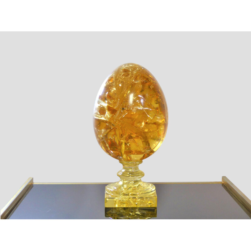 Vintage egg in fractal resin by Pierre Giraudon, 1970