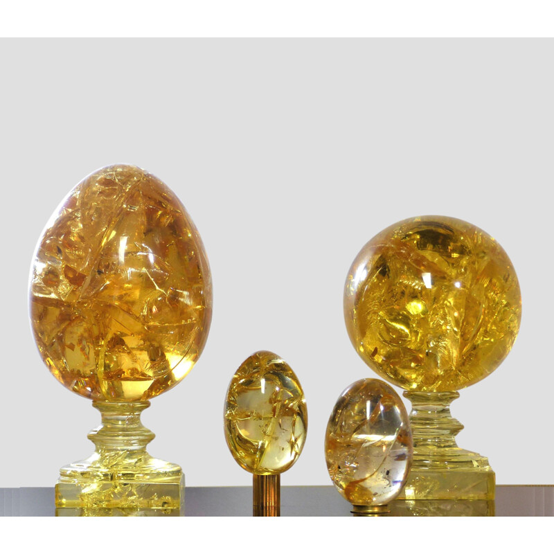 Vintage egg in fractal resin by Pierre Giraudon, 1970