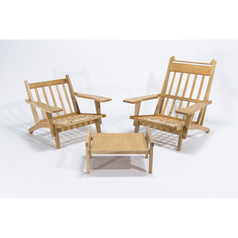 Fauteuil vintage GE375 en bois de chêne et laine par Hans Wegner pour Getema, 1960