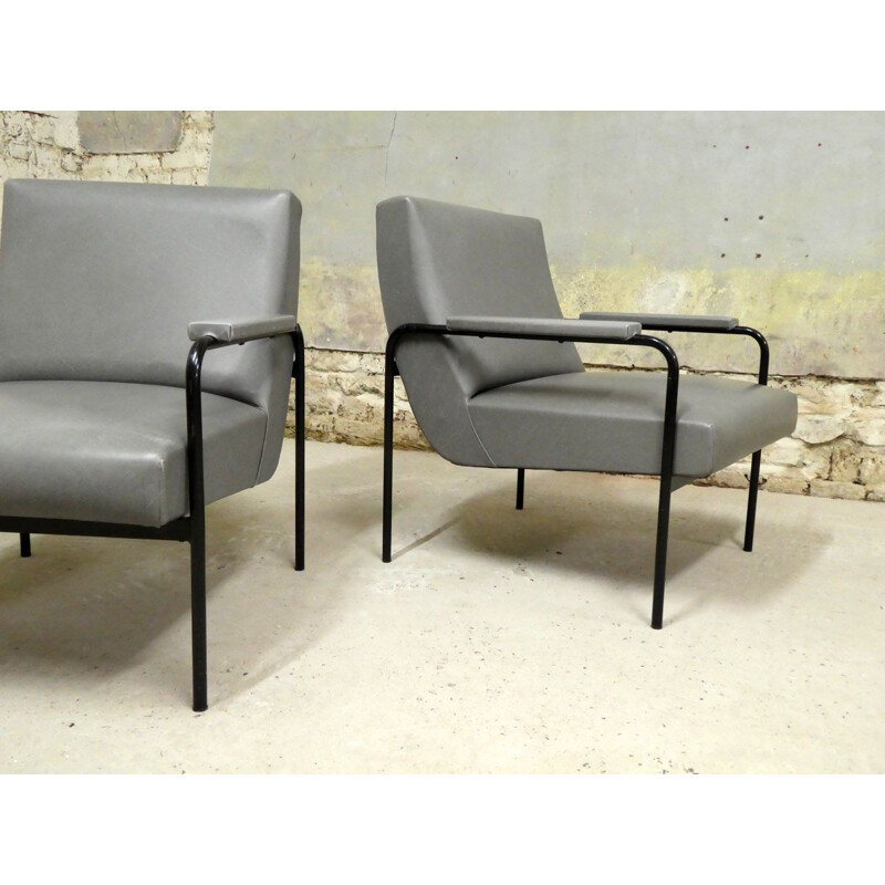 Pair of vintage Memphis armchairs by Pierre Guariche for Meurop, 1960