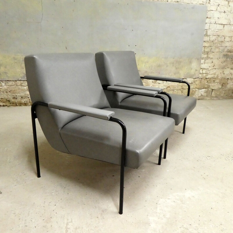 Paire de fauteuils vintage Memphis de Pierre Guariche pour Meurop, 1960