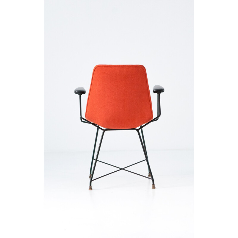 "Aster" Fratelli Saporiti Italian armchair in orange leatherette - 1950s