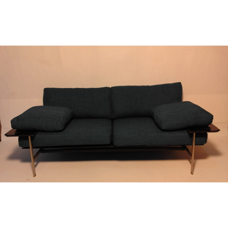 "Diesis" B&B sofa in black leather - 1970s