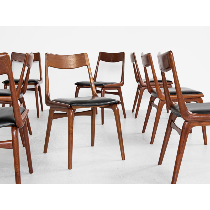 Set of 8 mid century Danish boomerang chairs by Alfred Christensen for Slagelse, 1960s