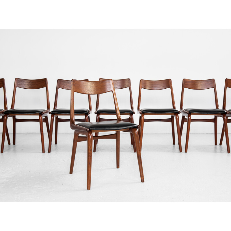 Set of 8 mid century Danish boomerang chairs by Alfred Christensen for Slagelse, 1960s