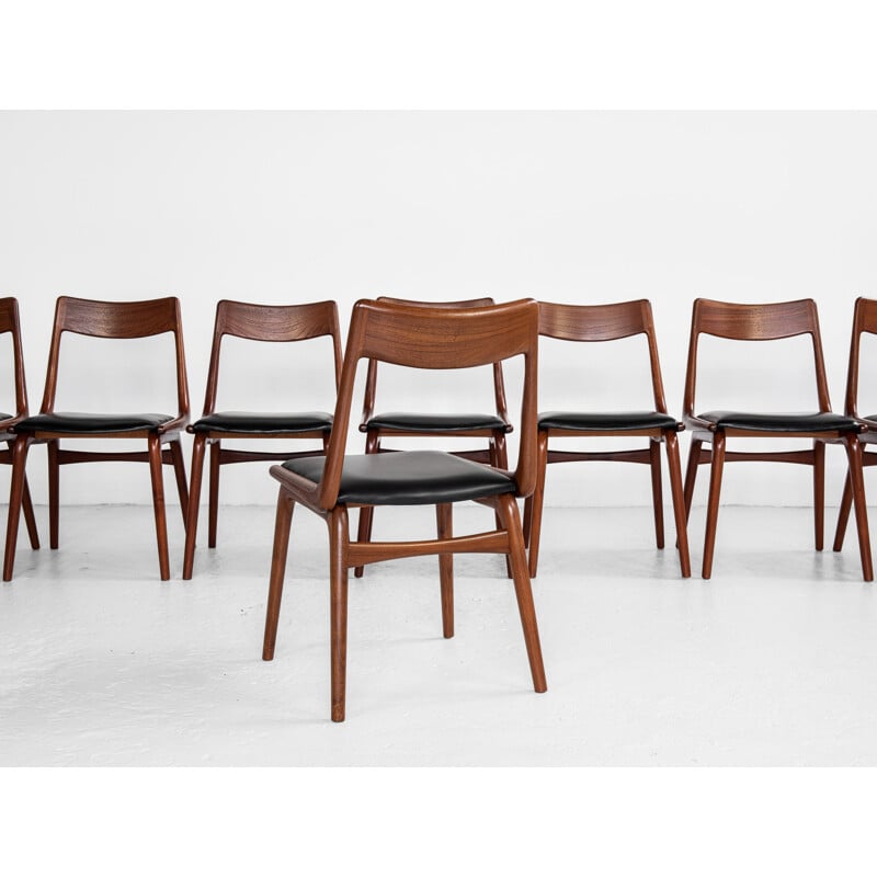 Ensemble de 8 chaises boomerang danoises vintage par Alfred Christensen pour Slagelse, 1960