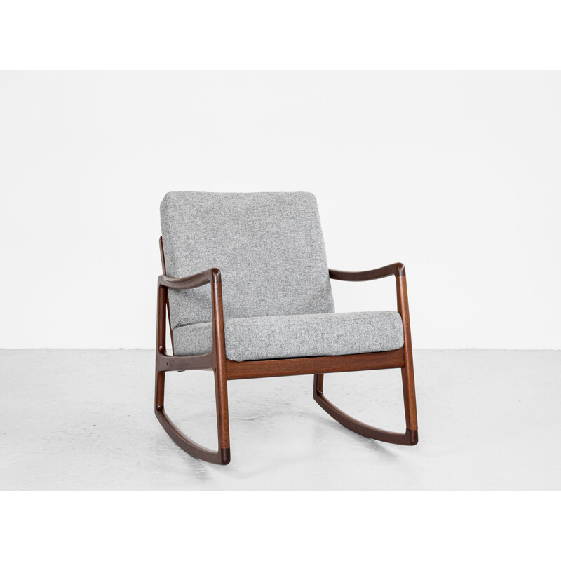 Mid century Danish rocking chair in teak by Ole Wanscher for France & Søn, 1960s