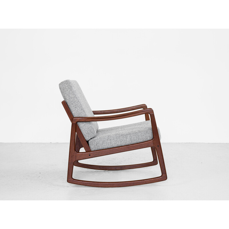 Mid century Danish rocking chair in teak by Ole Wanscher for France & Søn, 1960s