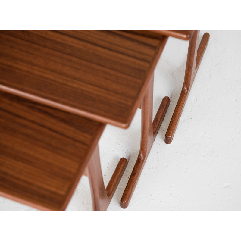 Mid century Danish nesting tables in teak by Kai Kristiansen for Vildbjerg, 1960s