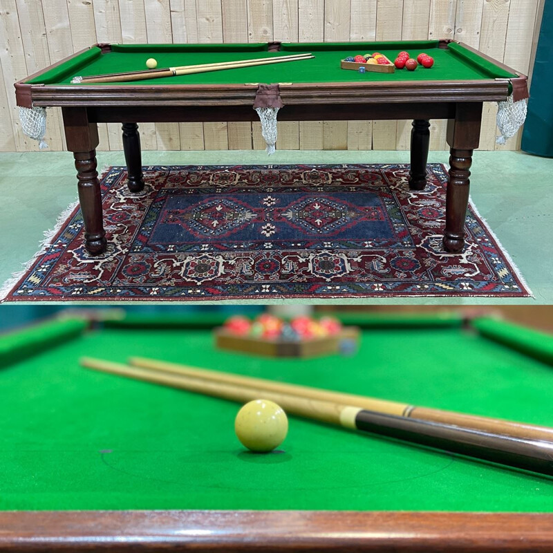 Vintage English mahogany pool table, 1950