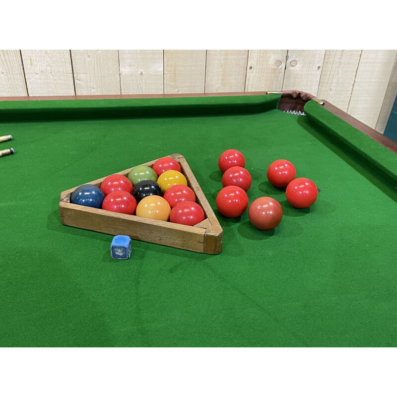 Vintage English mahogany pool table, 1950