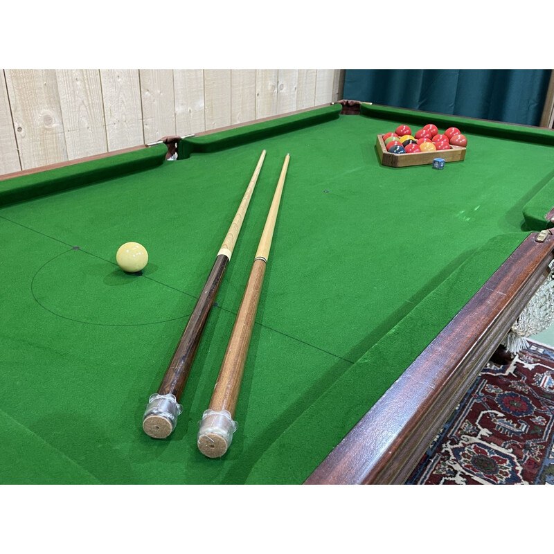 Vintage English mahogany pool table, 1950