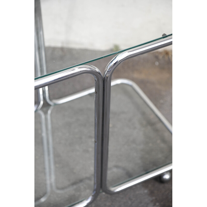 Vintage stainless steel glass trolley, Italy 1970