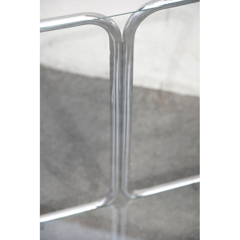 Vintage stainless steel glass trolley, Italy 1970
