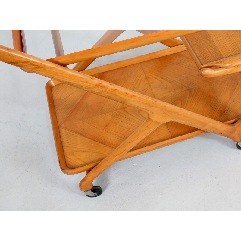 Cassina tea trolley cart in walnut, Cesare LACCA - 1950s