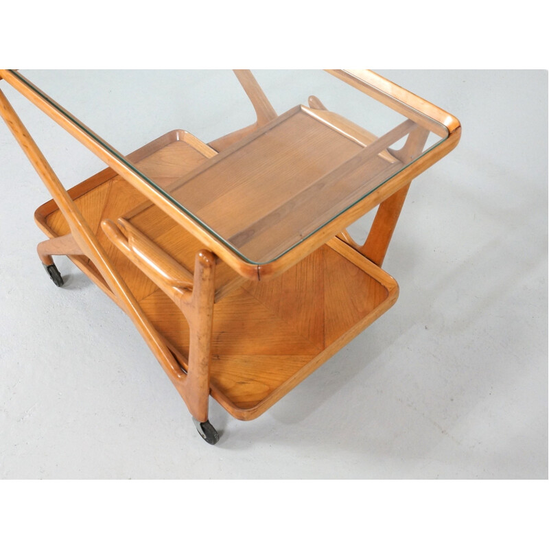 Cassina tea trolley cart in walnut, Cesare LACCA - 1950s