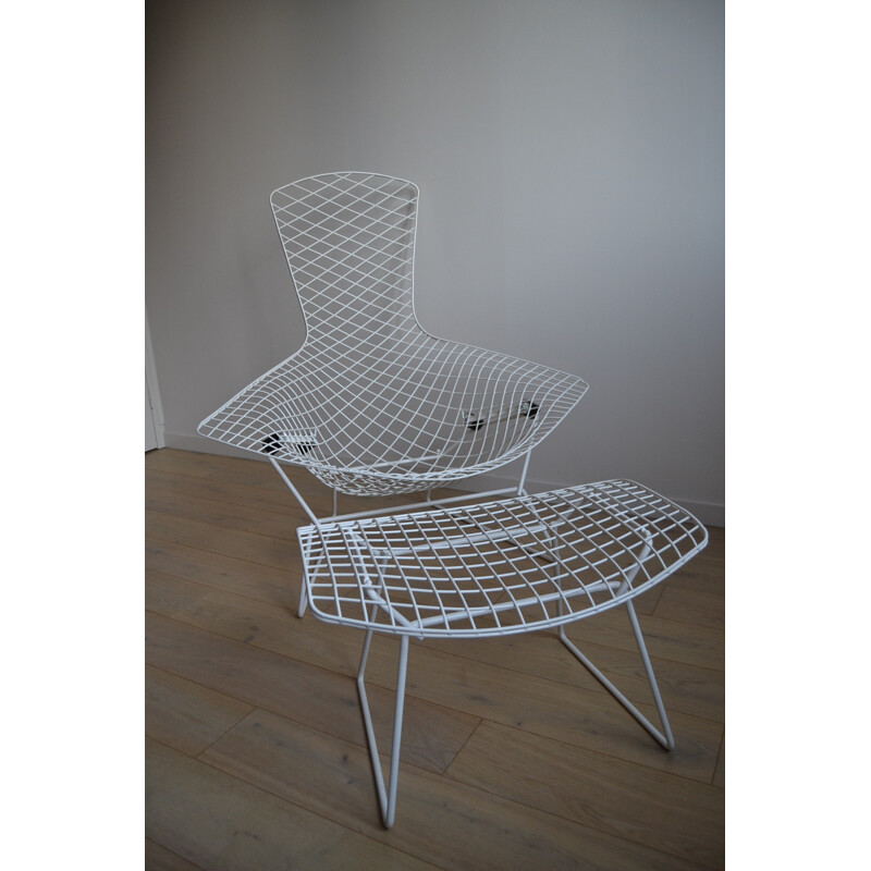 Knoll "Bird" armchair and footrest, H. BERTOIA - 1950s