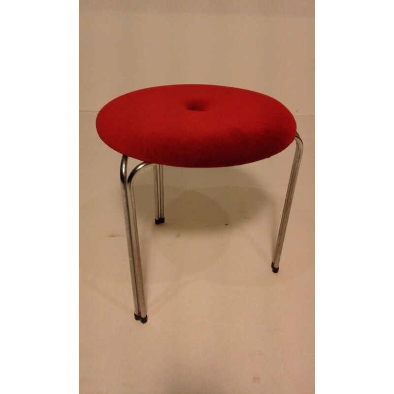 Tabouret de loge en velours rouge - 1970