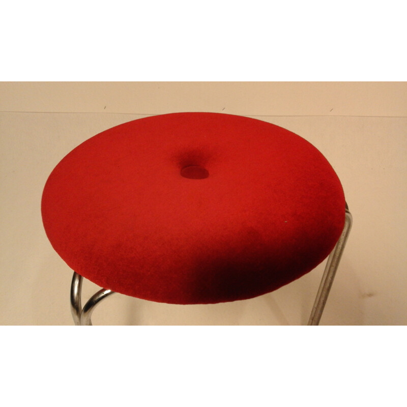 Red velvet box stool - 1970