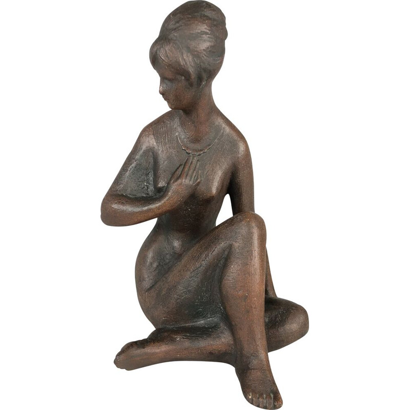 Sculpture de femme nue vintage par Bohumil Kokrda pour Jihokera Bechyně, Tchécoslovaquie 1967
