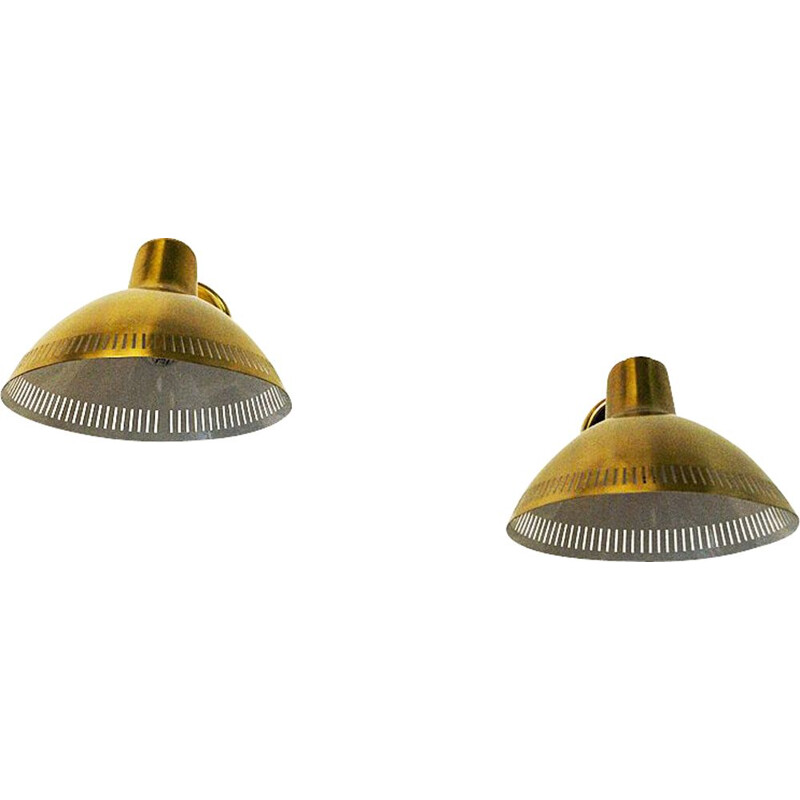 Pair of vintage brass wall lamps by Hans Bergström for Atelje Lyktan, Sweden 1960s