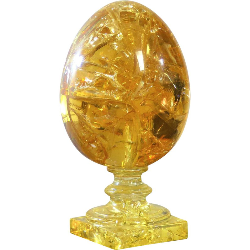 Vintage egg in fractal resin by Pierre Giraudon, 1970