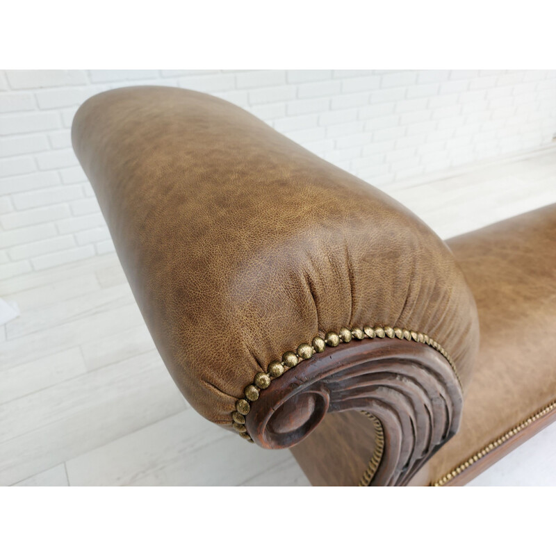 Danish vintage cognac leather daybed, 1930s