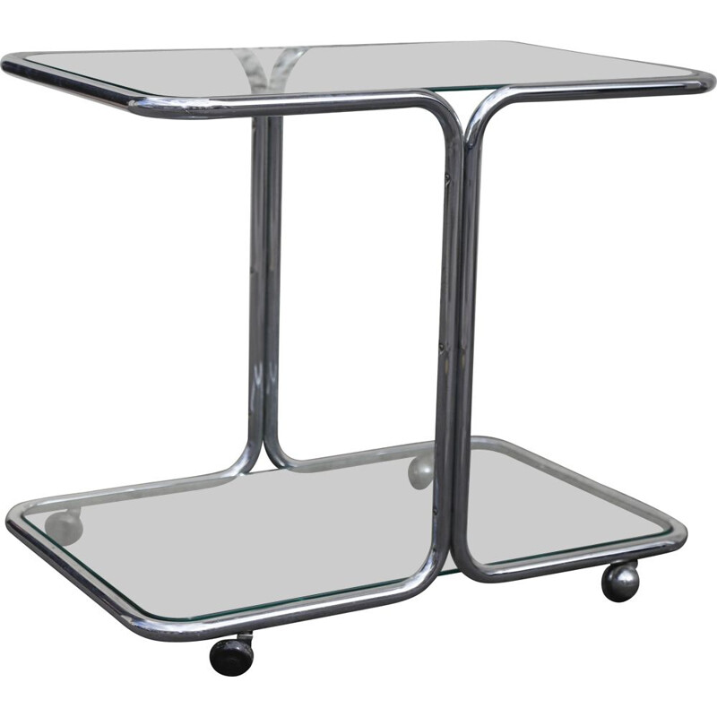 Vintage stainless steel glass trolley, Italy 1970