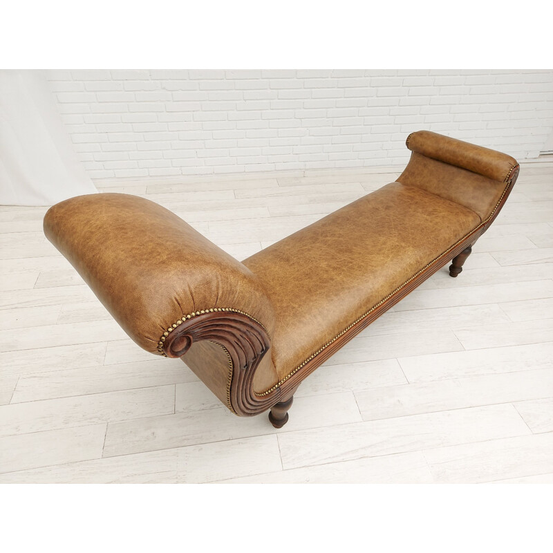 Danish vintage cognac leather daybed, 1930s
