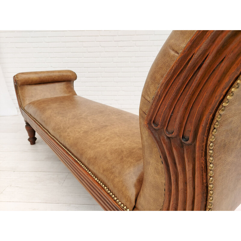 Danish vintage cognac leather daybed, 1930s