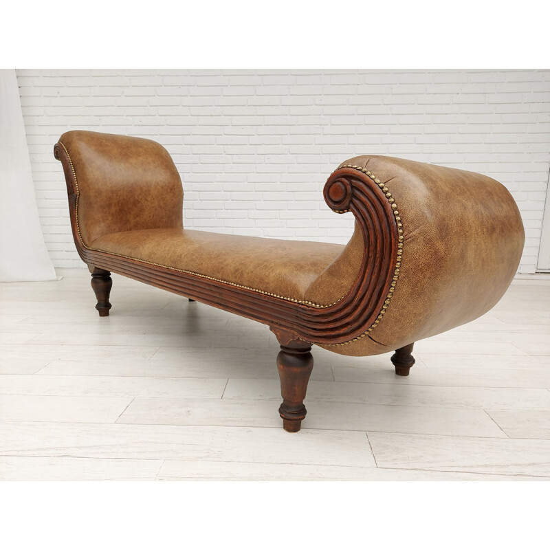 Danish vintage cognac leather daybed, 1930s