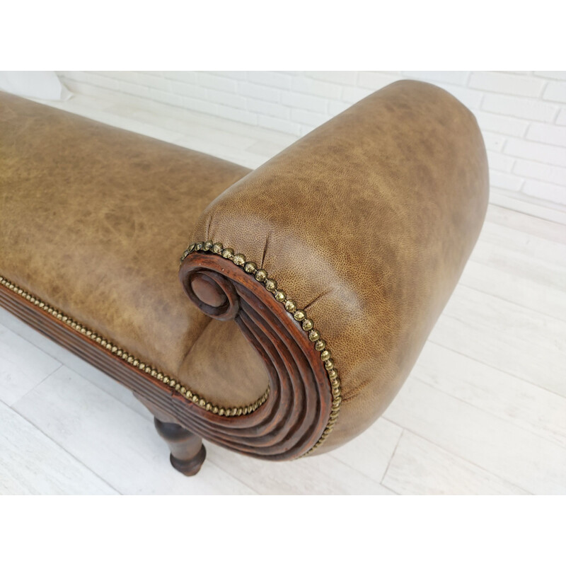 Danish vintage cognac leather daybed, 1930s