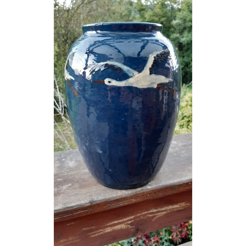 Elchinger vintage vase in glazed terracotta