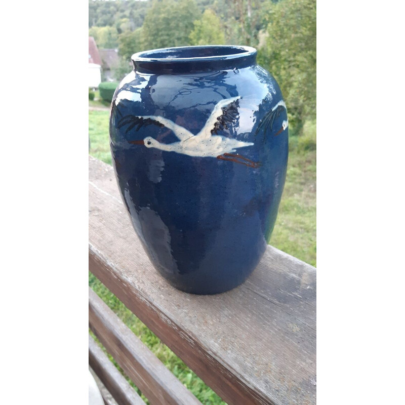 Elchinger vintage vase in glazed terracotta