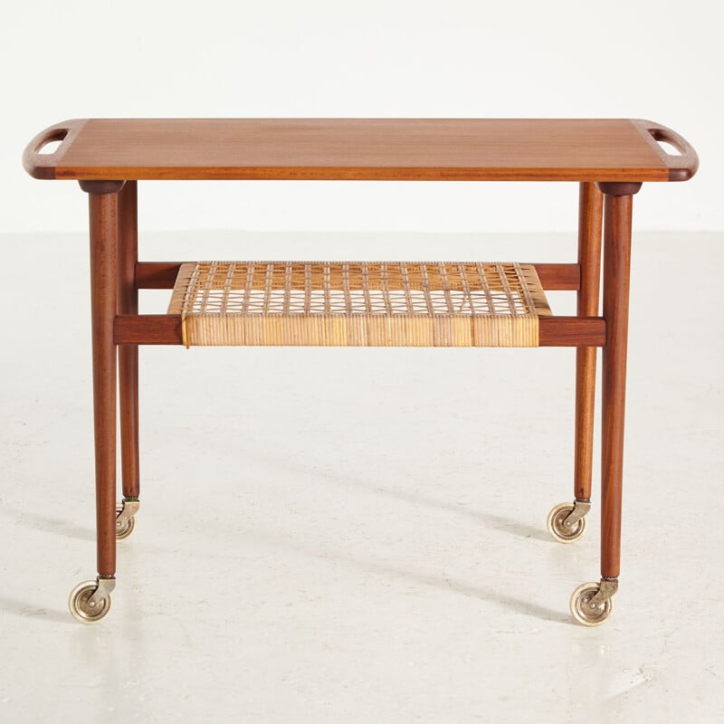 Vintage two-tier teak cart by Anton Kildeberg